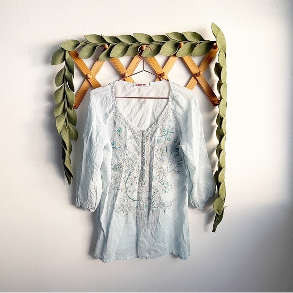 Johnny Was Blue Embroidered Tunic